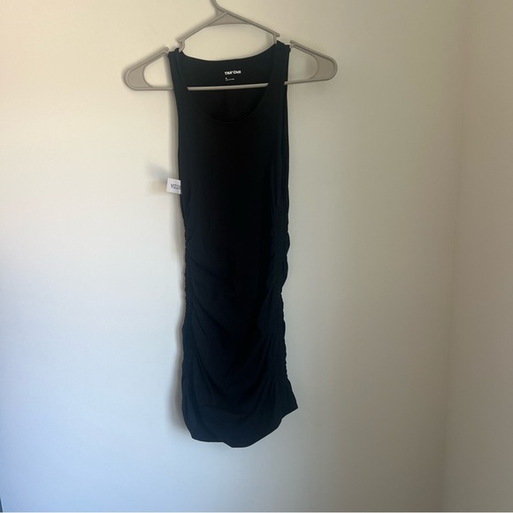 NEW Aritzia TNA Chill Malibu Ruched Dress in Black Women's Size Medium - Picture 6 of 11